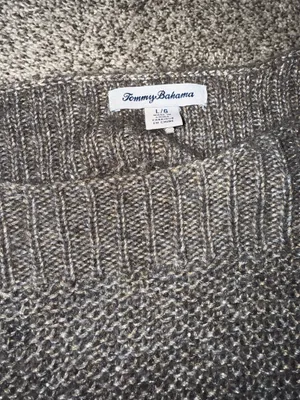 Tommy Bahama Metallic Shimmer Bateau Neck Knit Sweater Size Large thumbnail 2