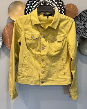 Talbots Womens XS Chartreuse Denim Trucker Jacket Cotton Blend Stretch ID245 thumbnail 1