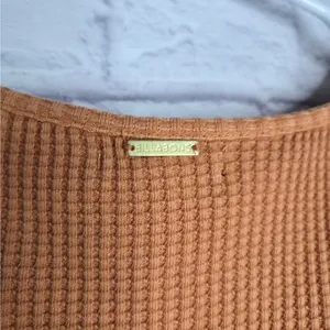 NWT Billabong Waffle Knit Henley Crop Top L Rust Terracotta Button Up Thermal thumbnail 9
