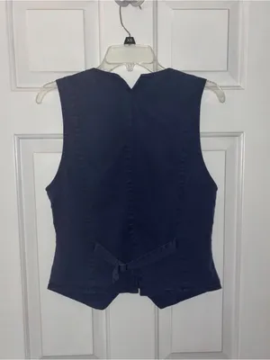 NWT Young Fabulous Broke Veda Navy Tailored Button Front Sleeveless Vest Top thumbnail 6