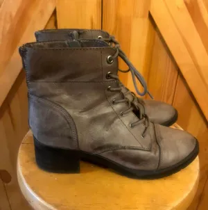 Maurice's Gray Brenda Lace Up Combat Boots Size 8.5 thumbnail 3