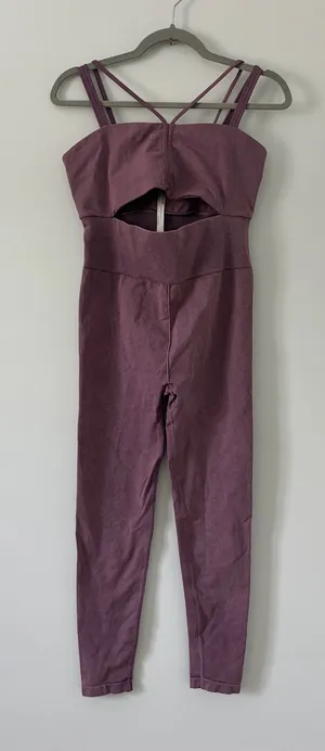 Free People Movement Good Karma Cut Out Onesie Purple M/L thumbnail 1