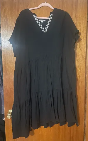 Black V-Neck Women's Dress thumbnail 1