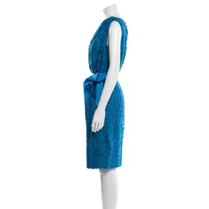 Tadashi Shoji Womens One Shoulder Floral Lace Sheath‎ Dress Teal Blue Size 14 thumbnail 2