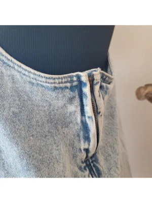 Acid Wash Denim Pinafore Overall Dress Sz M Grunge Minimal thumbnail 9