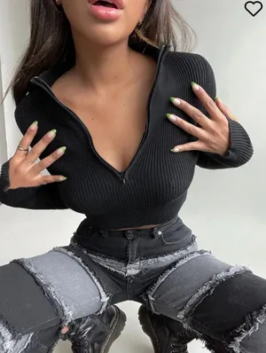 Princess Polly Cropped Quarter-Zip thumbnail 1
