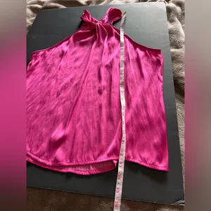 SINCERELY JULES Halter Neck Hot Pink Satin Tank Top Women’s Sz M EUC thumbnail 5