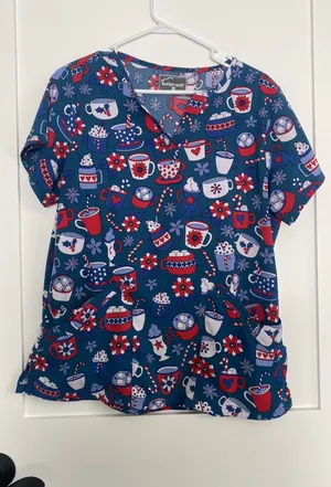 Butter Soft Scrub Top Winter Blue Size M thumbnail 1