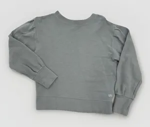 Albion Fit Sweatshirt Womens Size Medium Atlas Ribbed Puff Sleeve Blue Gray thumbnail 1