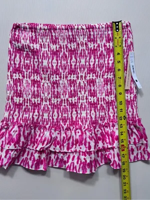 AQUA Womens Smocked Floral Ruffled Elastic Waist Pull On Skirt Sz large NWT thumbnail 4