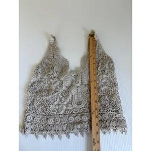 Miss Only Italy Beige Crochet Lace‎ V-Neck Camisole Boho Cotton Tank Top 89023 thumbnail 3