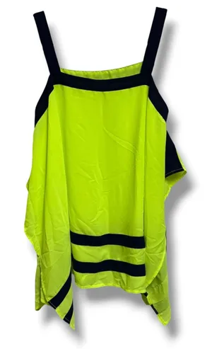 Double Zero Neon Yellow Open‎ Side Draped Tank Colorblock Festival Top S thumbnail 1