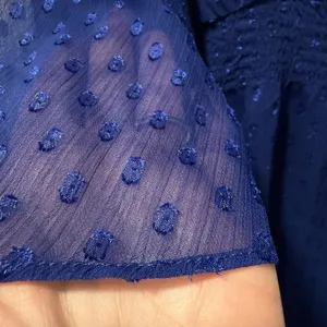 White House Black Market Size-6 Dress Women's Blue‎ Swiss Dot Smocked Waist thumbnail 9