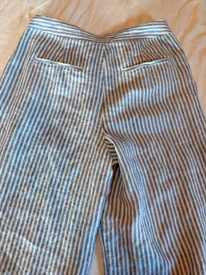 Tahari 100% Linen Blue White Striped Wide Leg Pants Size 8 thumbnail 5