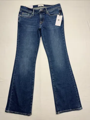 7 For All Mankind The Original Bootcut Low-Rise Women's Dark Blue Jeans thumbnail 4