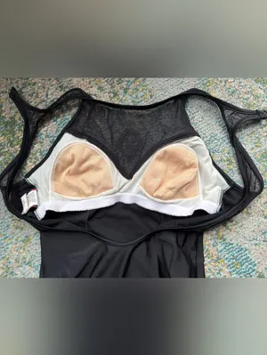Vintage Jantzen black one-piece mesh yoke swimsuit, size 12 thumbnail 6