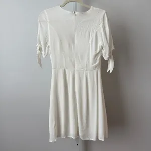 Lush S‎ White Mini Dress V-Neck Tie Short Sleeve Bridal Graduation Cottage thumbnail 5