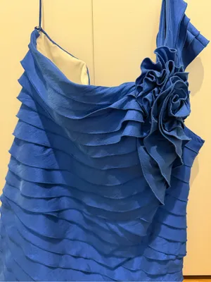 Jovani Navy Blue One-Shoulder Dress asymmetrical used thumbnail 2