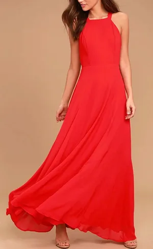 NWT Lulus Size Large Super Starlet‎ Red Lace-Up Maxi Dress Open Back Sexy thumbnail 1