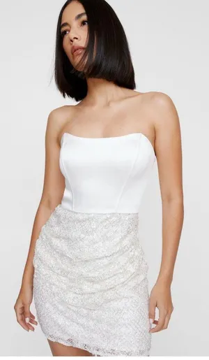 NWT NASTYGAL- Corset Embellished Lace Drape Mini Dress size 6 thumbnail 2