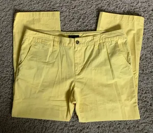 Tommy Hilfiger women’s size 16 yellow straight leg flat front chino pants thumbnail 1