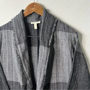 Eileen Fisher‎ Cotton Colorblocked Jacket Shawl Grey Womens Size XXS / XS thumbnail 4