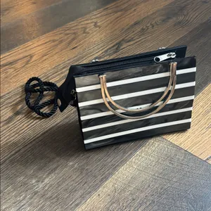 Black and White Striped Handbag thumbnail 2