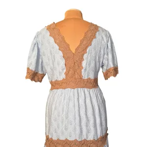 Davi & Dani Blue Lace Trim Tiered Maxi Dress Cottagecore Boho Dress Romantic thumbnail 10