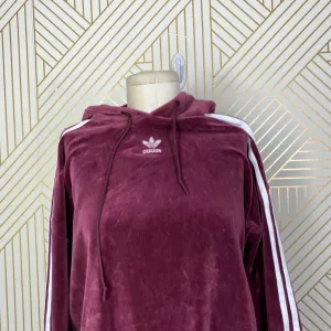 Adidas Originals Hoodie Sweatshirt Cropped Velour Purple Red Size US‎ Small thumbnail 4
