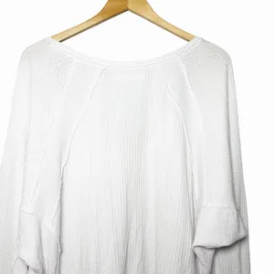 Free People Womens Santa Clara Thermal Top White Small V‎ Neck Boho Long Sleeve thumbnail 7