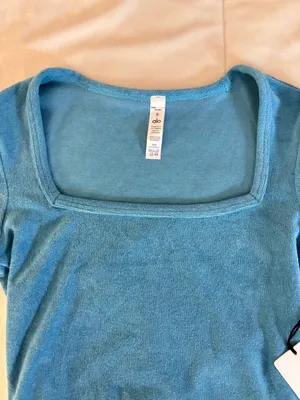 ALO Yoga Terry Beachside Crop Top Blue Splash thumbnail 3