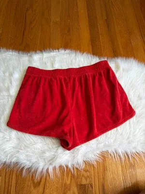 Aerie Offline Red Terry Cloth Shorts Women's Large thumbnail 2