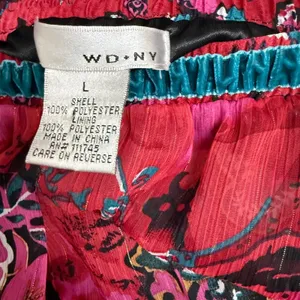 WD.NY‎ Boho Maxi Skirt Sz L Pink Artsy Velvet Waist Shimmer Gypsy Maximalist thumbnail 6