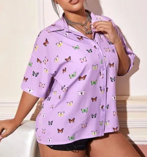 Butterfly Print Button Down Top thumbnail 1