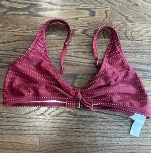 Abercrombie & Fitch Laser Cut Red Bikini Top with Adjustable Straps Size Large thumbnail 1