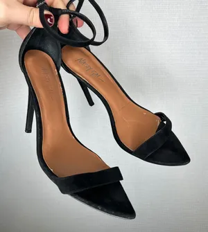Nasty Gal Black Suede‎ Pointed Toe Stiletto Ankle Strap Heels Women's Size 10M thumbnail 1