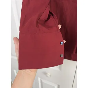 Zara Woman Oversized Tunic Blouse Womens Size XL Burgundy Red Lyocell V-Neck Top thumbnail 2