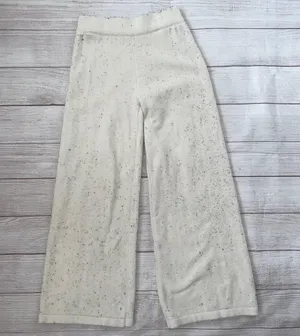 Cotton Candy LA pull on loungewear pants Cream color with grey/black accents thumbnail 1