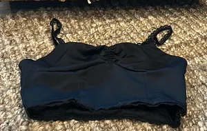 Lottie Moss Black Satin Lace Trim Tank Size XS thumbnail 1