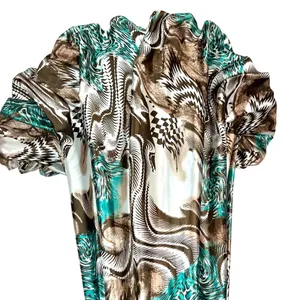 Animal Print Maxi Dress S Beaded Halter Brown Teal Flowy Mobwife Charmeuse thumbnail 4