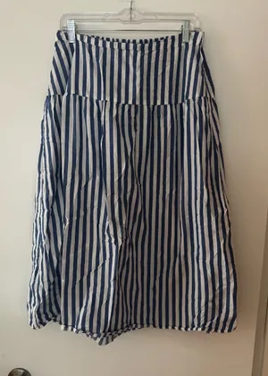 Old Navy Blue and White Striped A-Line Midi Skirt Size Medium thumbnail 1