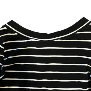 CHICO'S 2 LG Black White Stripe Knots Nautical Print Knit Top Preppy Casual thumbnail 5