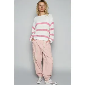 POL Striped Openwork‎ Round Neck Knit Top thumbnail 5