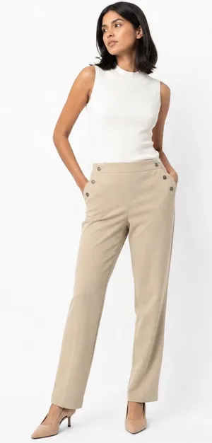 Jules‎ & Leopold Women Sailor Dress Pants Beige M Career Quiet Luxury Clean Girl thumbnail 1