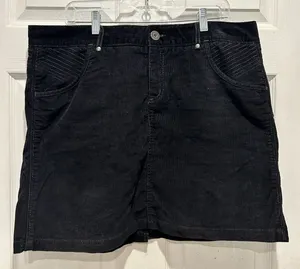Athleta Kaleidoscope Black Corduroy Mini‎ Skirt Womens 16 Stretch Cotton Blend thumbnail 1