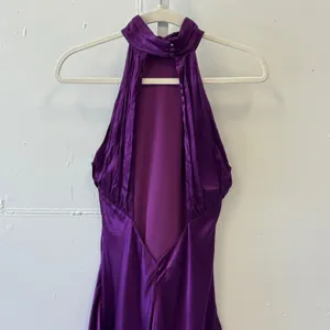 Meshki‎ Purple Satin Halter Mini Dress Open Back Cocktail DR03952WD3 XL Party thumbnail 5