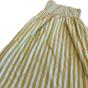 A New Day Yellow White Striped Maxi Dress Sundress Strapless Cotton Size Medium thumbnail 6