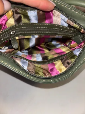 Tignanello Brand Olive Green Leather Crossbody With Distinctive Buckle Design thumbnail 8