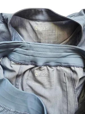 Figs Heather Indigo Scrub Set with Neon Yellow Drawstring thumbnail 5