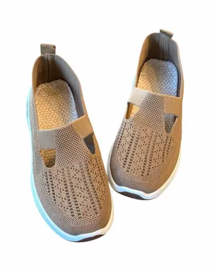 Breathable Knit Walking Sneakers – Lightweight Slip-On Comfort Shoes thumbnail 1